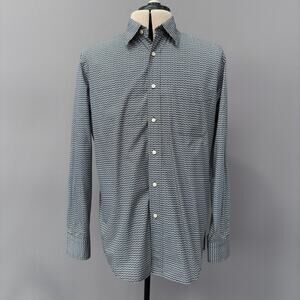 Express Mens Unique Geometric Pattern Long Sleeve Dress Shirt Early 2000s Sz L